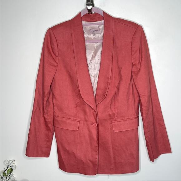 REBECCA TAYLOR Tailored Linen Suit Jacket Blazer Brick Red Orange {VV4} - Picture 4 of 8